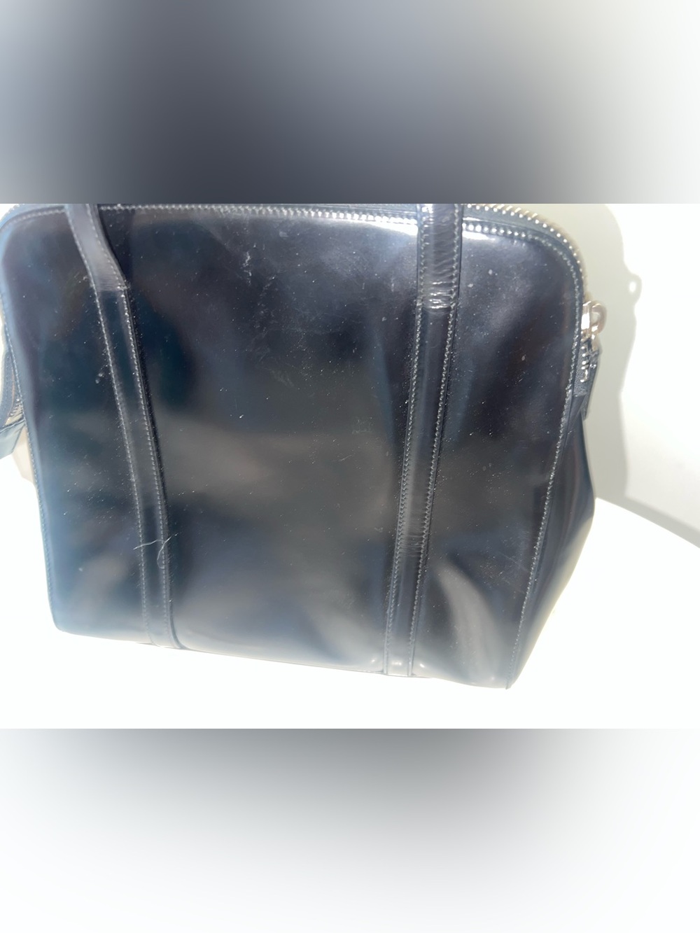 90s Vintage Prada Spazzolato bag In Black Noir CBK Carolyn Bessette Kennedy - Picture 5 of 12